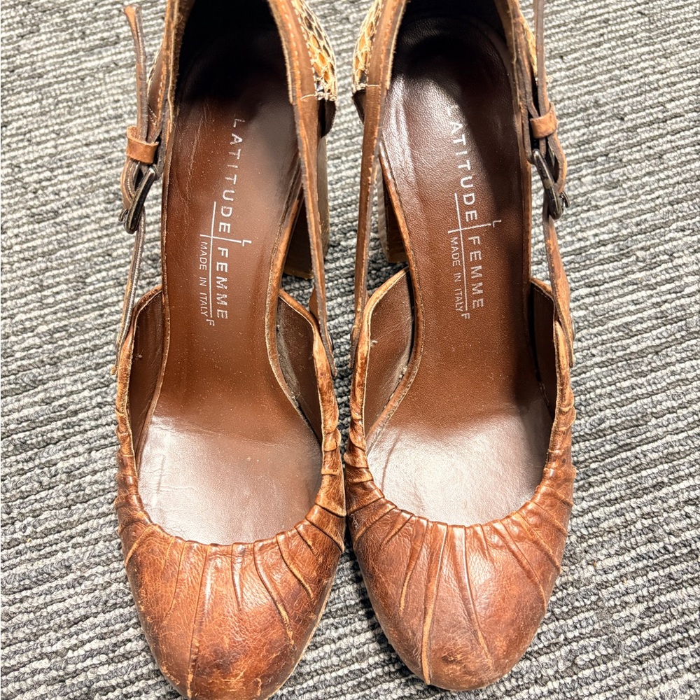 Latitude Femme Brown Leather Heels